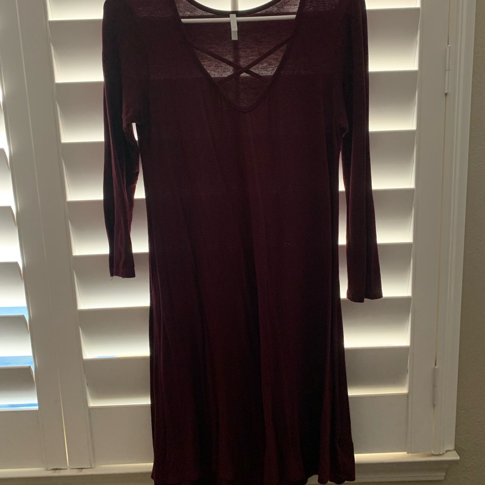 Long sleeve dark purple dress